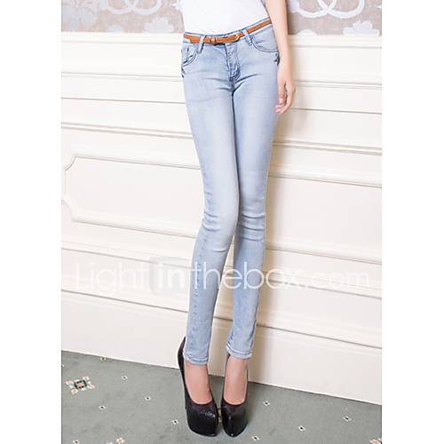 TS Simplicity Slim Cut Low Waist Washed Slit Pencil Jeans