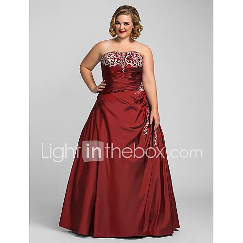 Plus Size Ball Gown Strapless Taffeta Evening/Prom Dress
