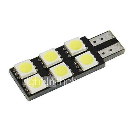 Merdia 1.25W 125 Lumen 6x5050 SMD LED Car White Light Bulb (DC 12V,Pair) LEDD004T10A6