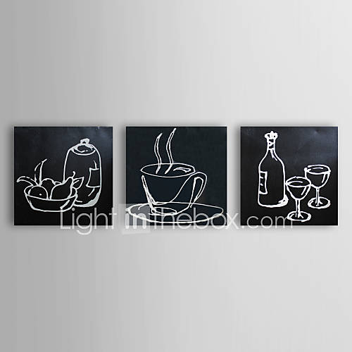 Hand Painted Oil Painting Still Life Cup with Stretched Frame Set of 3 1309 AB1016