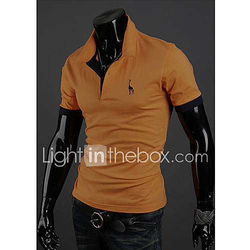 Langdeng Casual Short Sleeve Polo Shirt(Yellow)