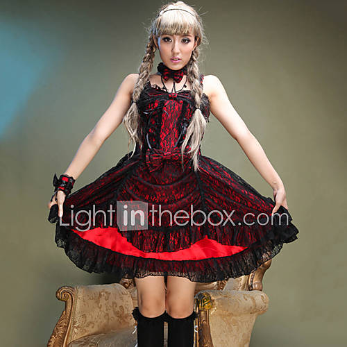 Sleeveless Knee length Cotton Punk Lolita Dress