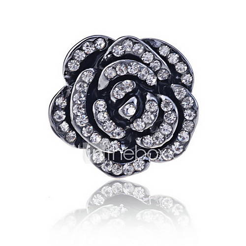 Enamel Alloy with Full Rhinestone Rose Ring(More Colors)