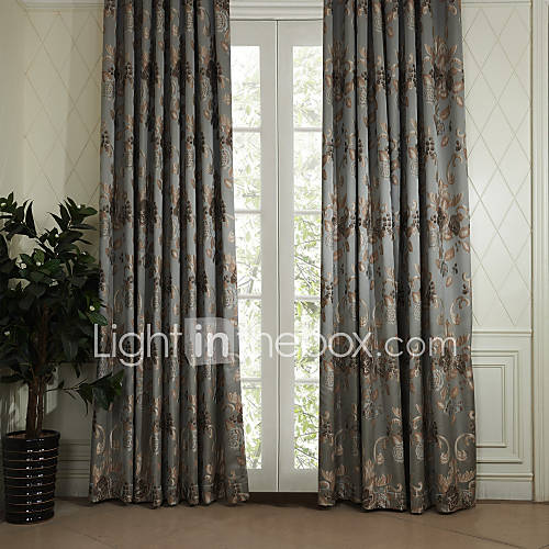 (One Pair) Neoclassical Curving Leaves Room Darkening Curtain