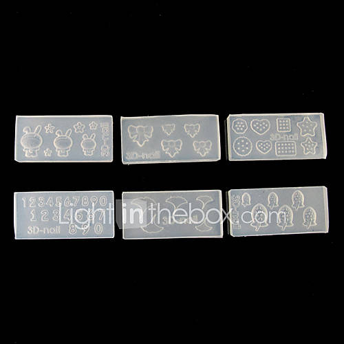 6PCS 3D Acrylic Sculpting Mold Nail Art Carve