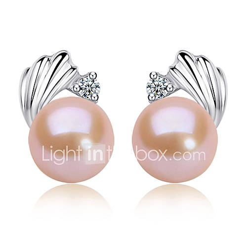 Luckypearl 6 7mm Natural Pearls Zircon 925 Silver Earrings