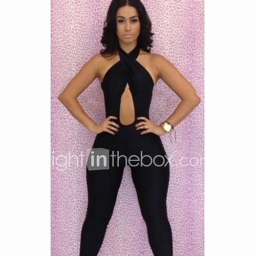 Womens Sexy Halter Backless Jumpsuit