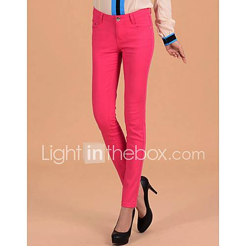 TS Simplicity Elasticity Skinny Fuchsia Casual Pencil Pants