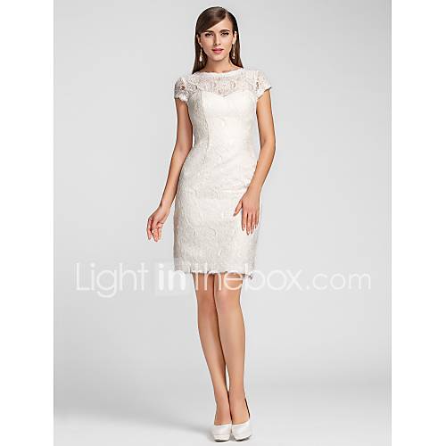 Sheath/Column Jewel Knee length Lace Cocktail Dress (631227)
