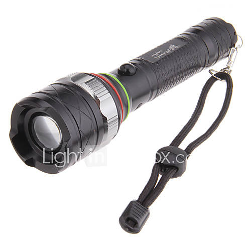 UltraFire Rechargeable 5 Mode Cree XM L T6 LED Zoom Flashlight (1000LM, 1x18650, Black)