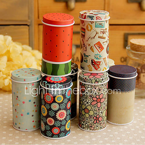 Lovely Mini Tea Canister Carrying Tin Box(Random Color)