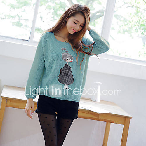 Womens Girl Print Sweater