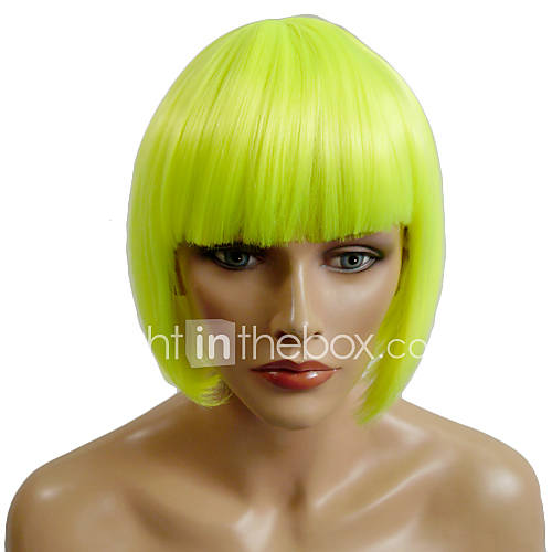 Capless High Quality Synthetic Green Straight Party Wigs