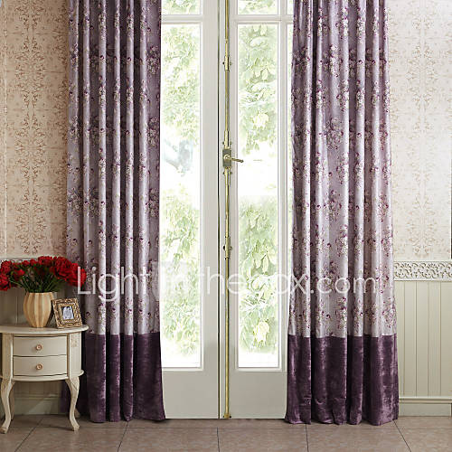 (Two Panels) Country Purple Roses Energy Saving Curtain