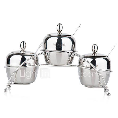 Stainless Steel Spice Box with Rack(Set of 4)