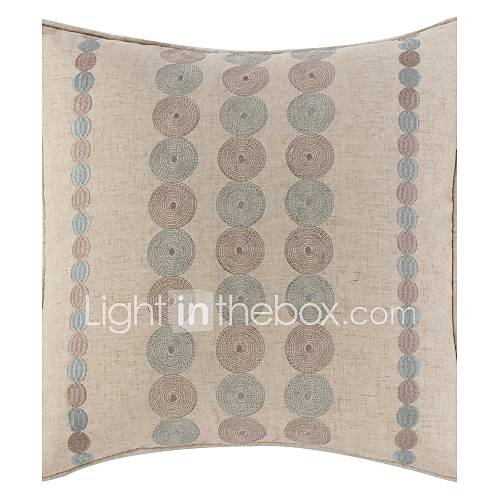 18 Square Country Linen Embroidered Circular Decorative Pillow Cover