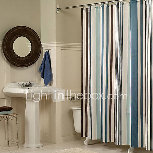 Shower Curtain Colourful Stripes Print Thick Fabric Water resistant W78 x L71