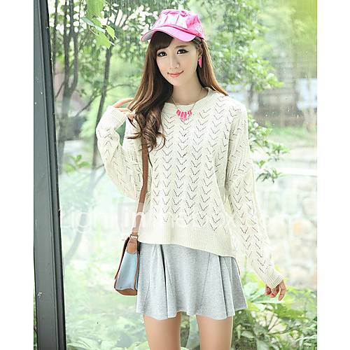 Womens Cutout Loose Long Sleeves Sweater