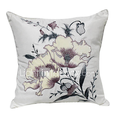 18 Square Silk Honorable Embroidery Decorative Pillow Cover