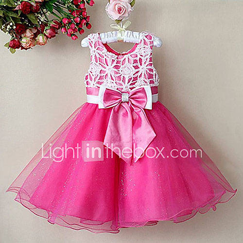 Girls Rose Red Net Festival Party Dress