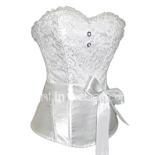 Fabulous Cotton Blended Fabrics Plastic Boned Lace up Back Corset and G string Set(More Colors)
