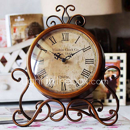 11Floral Round Metal Tabletop Clock