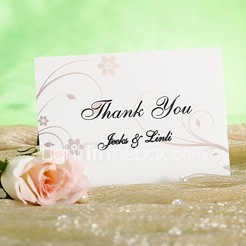 Thank You Card   Champagne Flower Pattern (Set of 12)