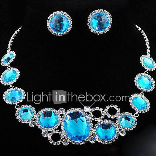 Elegant Alloy with RhinestoneAcrylic Necklace,Earrings Jewelry Set(More Colors)