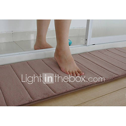 Bath Mat Memory Foam Light Brown Stripe 16 x 24 Non Skid