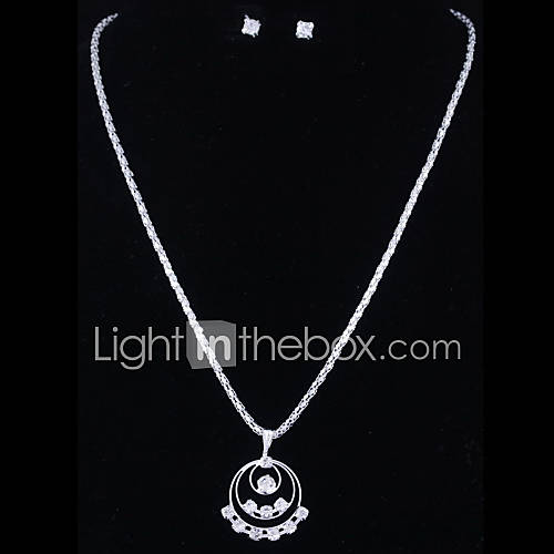 Attractive Alloy with Rhinestone Necklace,Earrings Jewelry Set