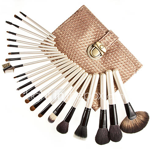 22 Pcs Top Makeup Brush Set With Rattan Purse