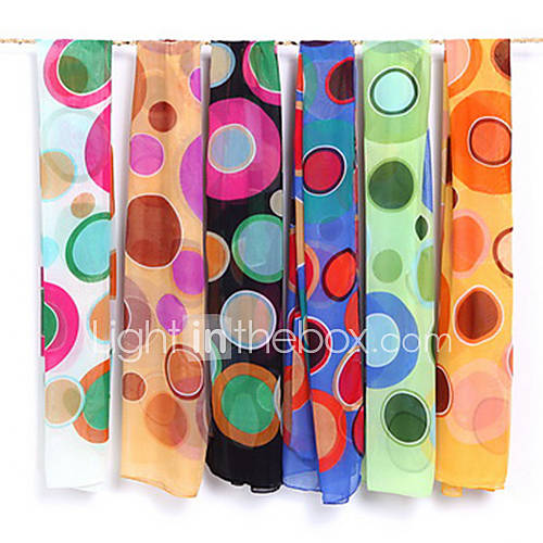 Circle Printing Bright Colored Chiffon Scarf