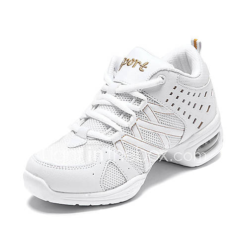 Mens Leatherette And Breathable Mesh Dance Sneakers For Ballroom
