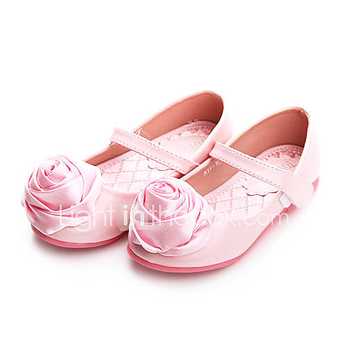 Faux Leather Girls Wedding Mary Jane Flats with Flower