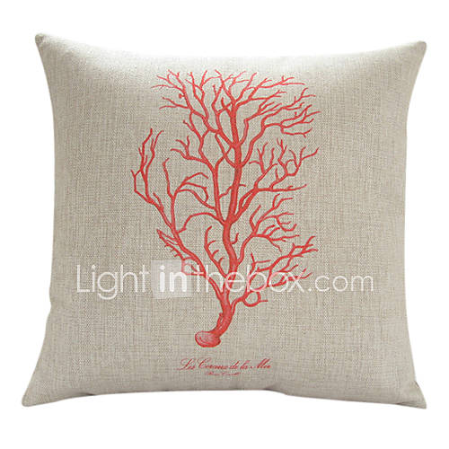 18 Sea Life Red Coral Cotton/Linen Decorative Pillow Cover