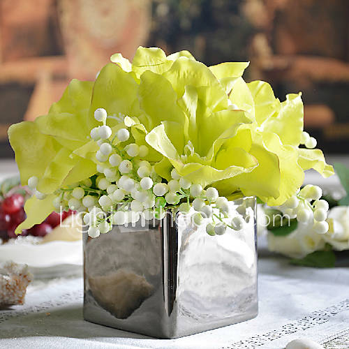 12.75 Yellow Petals Arrangement With Square Ceramic Vase