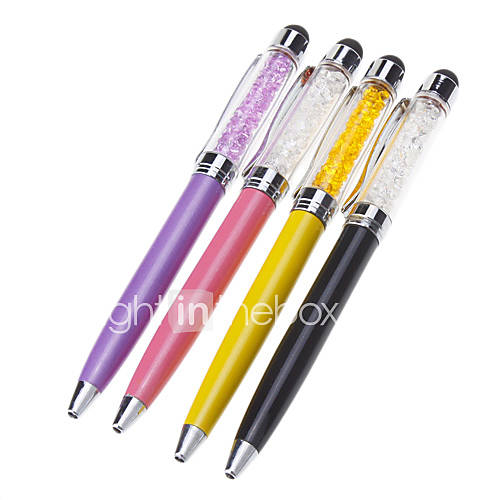 Crystal Filled High Sensitivity Touch Screen Stylus Ballpoint Pen for iPhone/iPad and Others (Assorted Colors)