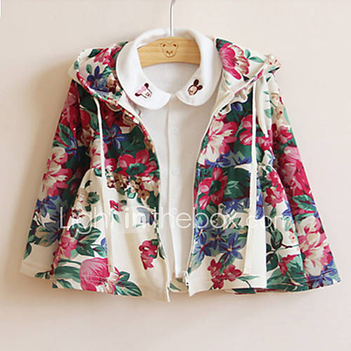 Girls Floral Print Trench Coat