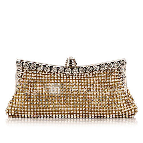 MOONFLOWER Exquisite Rectangle Diamond Evening Bag(Gold)