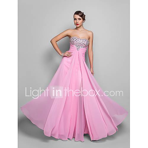 A line Strapless Floor length Chiffon Evening/Prom Dress (551327)