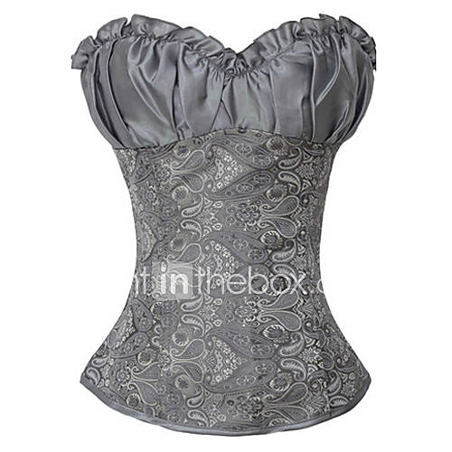 CAOJI Womens Sexy Gray Strapless Lacing Corset and T back