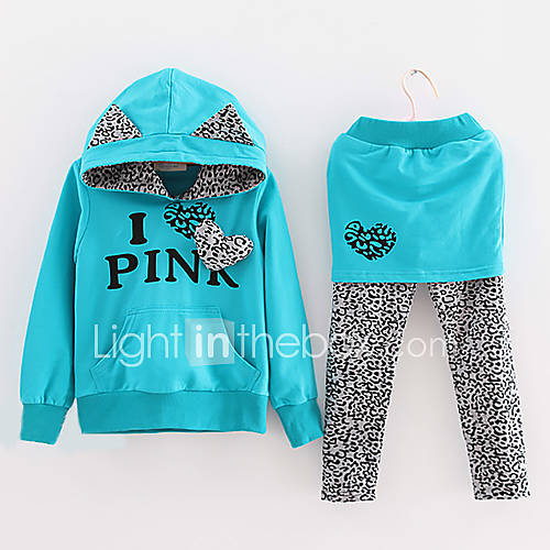 Girl's Letter Print Leopard Splicing Clothing Sets 2015 – $22.99