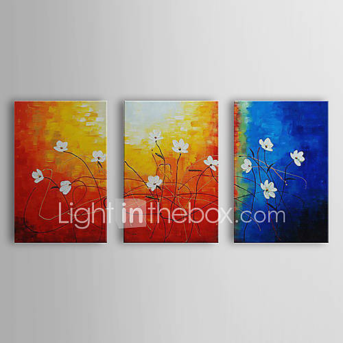 Hand Painted Oil Painting Floral with Stretched Frame Set of 3 1311 FL1069