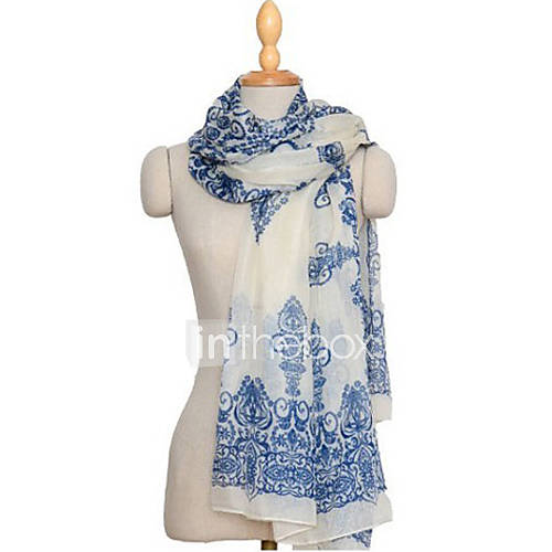 Vintage Blue And White Porcelain Scarf