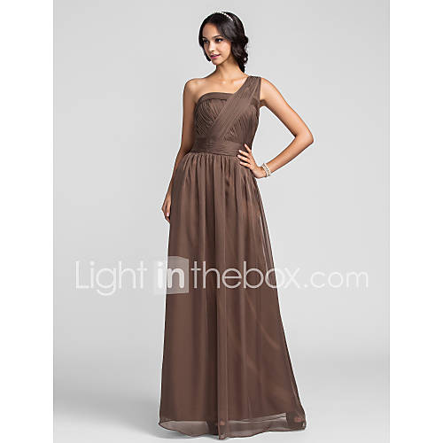 Sheath/Column One Shoulder Floor length Chiffon Bridesmaid Dress (722123)