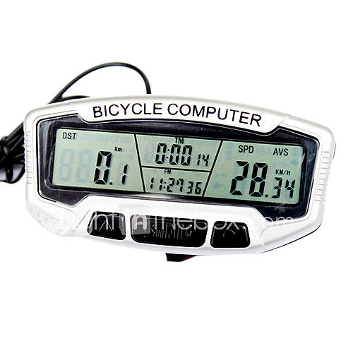 Silver Odometer for Bicycle with Luminous Lights