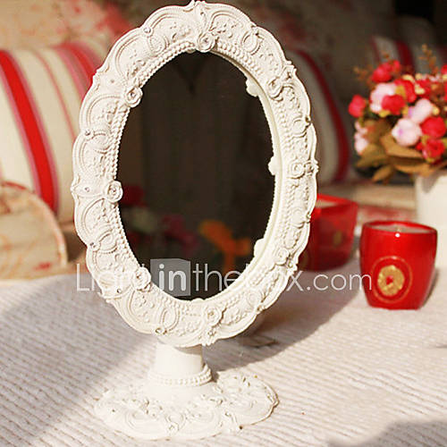 10.75H Floral Style Polyresin With Diamond Tabletop Mirror