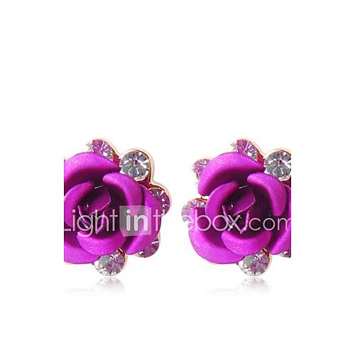 High Quality Alloy 18K Gold Plated with Cubic Zirconia Rose Stud Earrings