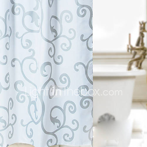 Shower Curtain Polyester White Floral Printed