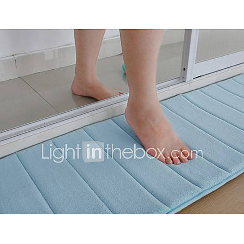 Bath Mat Memory Foam Blue Stripe 16 x 24 Non Skid